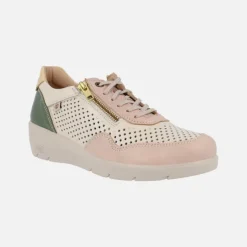 Zapatos deportivos de piel con picados y cremallera