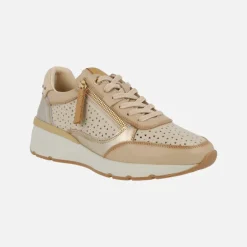 Zapatos deportivos de piel con troquelados y cremallera