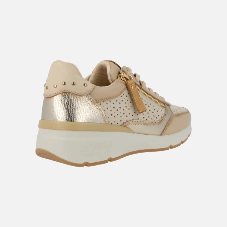 Zapatos deportivos de piel con troquelados y cremallera