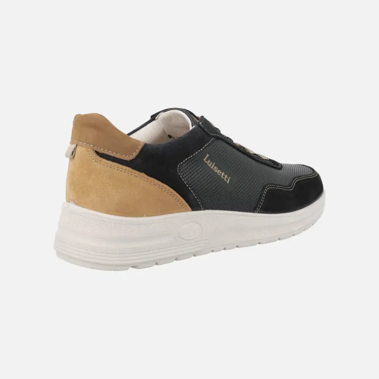 Zapatos deportivos en azul marino y camel con cordones elásticos