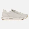 Zapatos deportivos en piel beige con cordones y cremallera