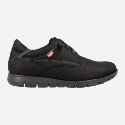 Zapatos deportivos en piel nobuck con cordones para hombre