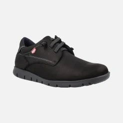 Zapatos deportivos en piel nobuck con cordones para hombre