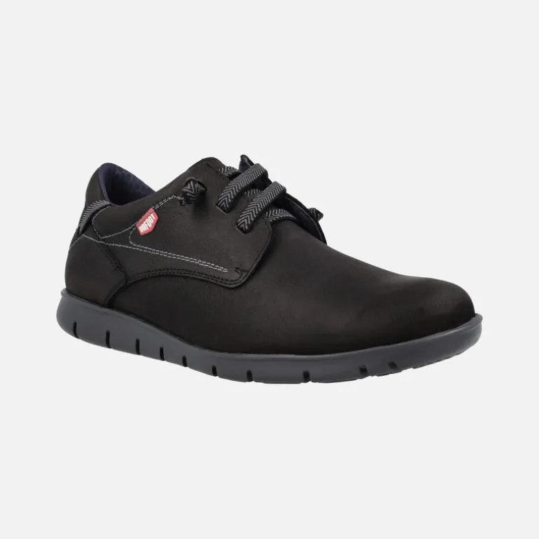 Zapatos deportivos en piel nobuck con cordones para hombre