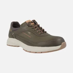 Zapatos deportivos en piel kaki con membrana Fluchos tex