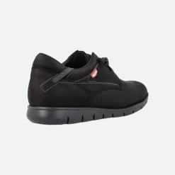 Zapatos deportivos en piel nobuck con cordones para hombre
