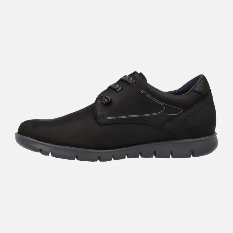 Zapatos deportivos en piel nobuck con cordones para hombre