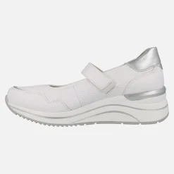 Zapatos deportivos estilo mercedes en combinado blanco y plata