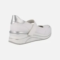 Zapatos deportivos estilo mercedes en combinado blanco y plata