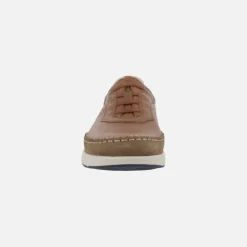 Zapatos deportivos marrones de piel con cordones elásticos Kai