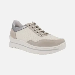 Zapatos deportivos multi material en combinado crudo con cordones