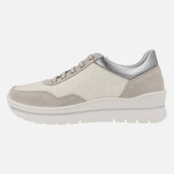 Zapatos deportivos multi material en combinado crudo con cordones