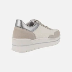 Zapatos deportivos multi material en combinado crudo con cordones