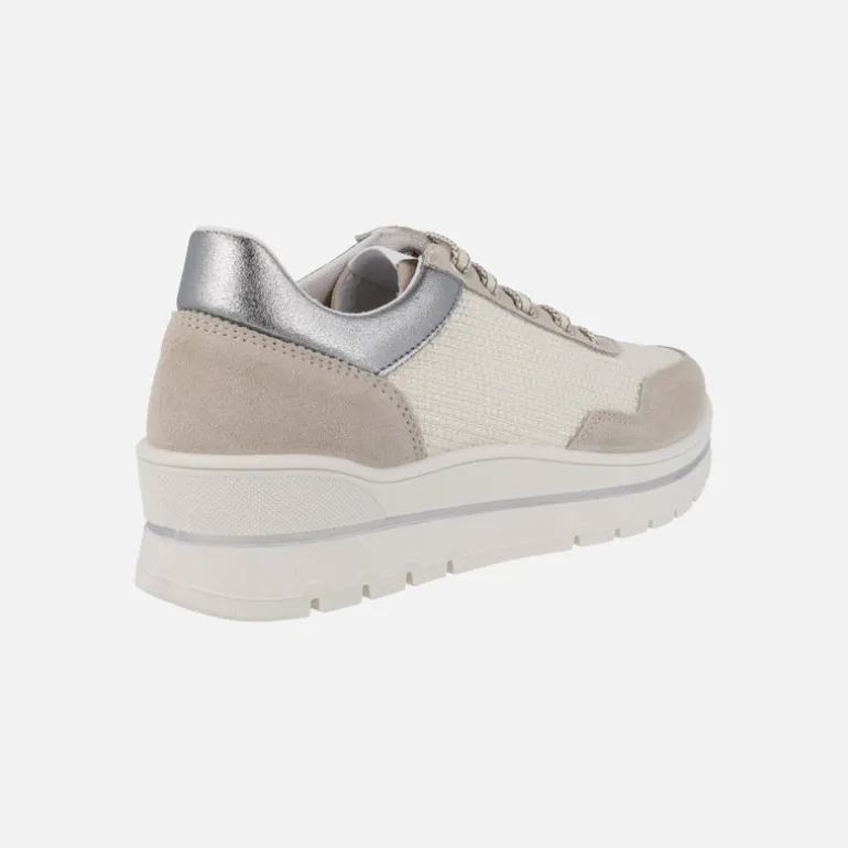 Zapatos deportivos multi material en combinado crudo con cordones