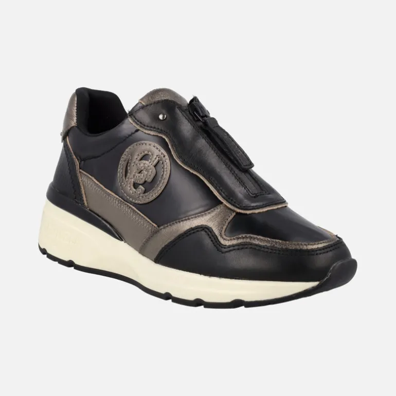 Zapatos deportivos multimaterial con cremallera central para mujer
