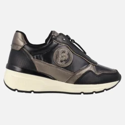 Zapatos deportivos multimaterial con cremallera central para mujer