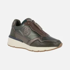 Zapatos deportivos multimaterial con cremallera central para mujer