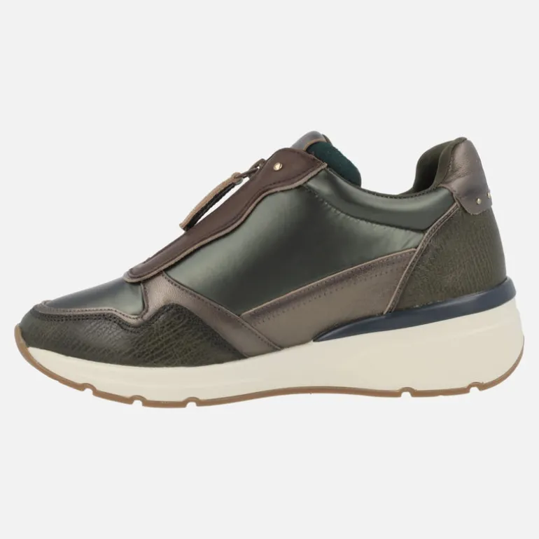 Zapatos deportivos multimaterial con cremallera central para mujer
