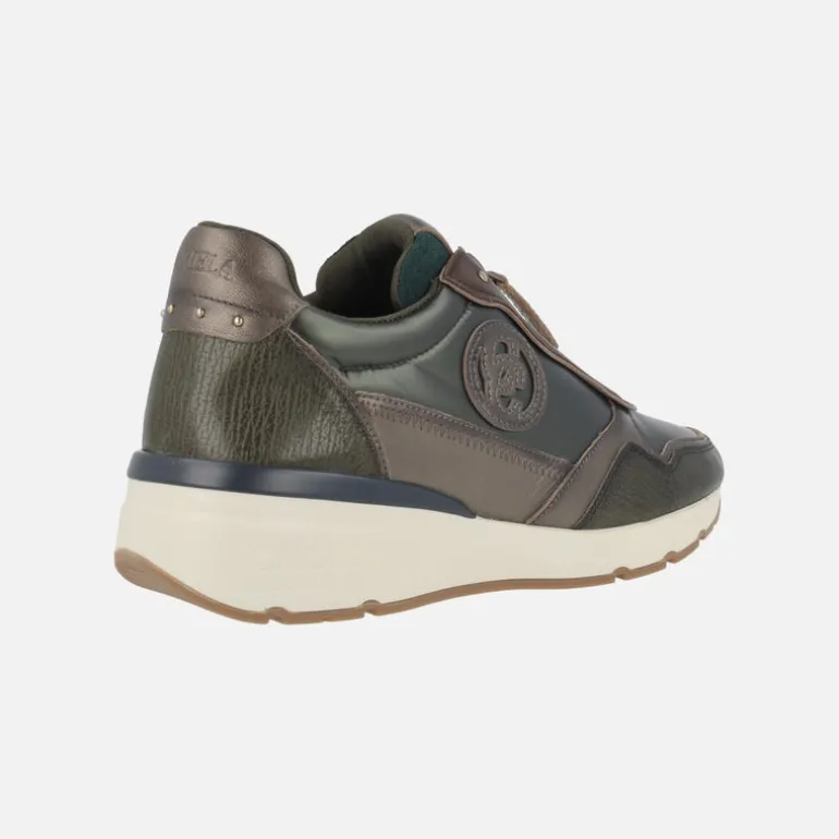 Zapatos deportivos multimaterial con cremallera central para mujer
