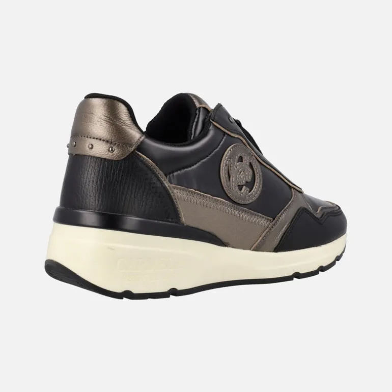 Zapatos deportivos multimaterial con cremallera central para mujer