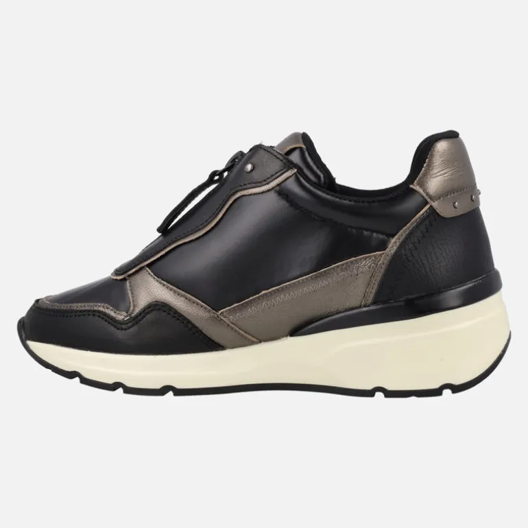 Zapatos deportivos multimaterial con cremallera central para mujer