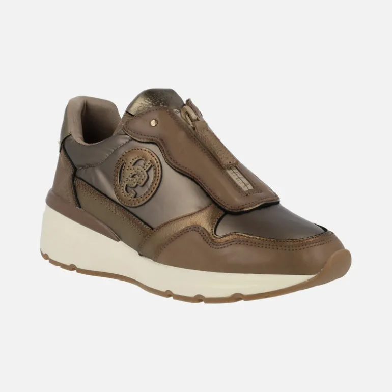 Zapatos deportivos multimaterial con cremallera central para mujer
