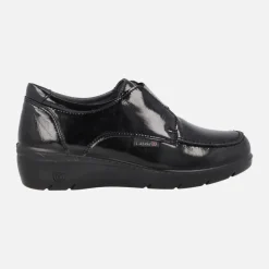 Zapatos deportivos negros de charol con elástico plata