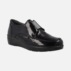 Zapatos deportivos negros de charol con elástico plata