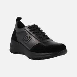 Zapatos deportivos Paula Urban en combinado negro/plomo