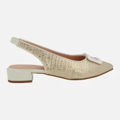 Zapatos destalonados de tacón bajo con adorno