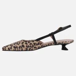 Zapatos destalonados de tacón bajo en ante print leopardo