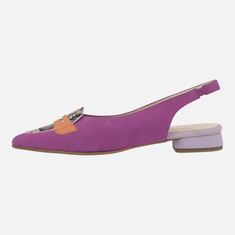 Zapatos destalonados en combinado fucsia con animal print
