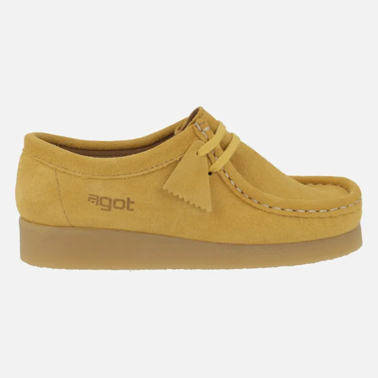 Zapatos en piel serraje para mujer con cordones tipo Wallabee