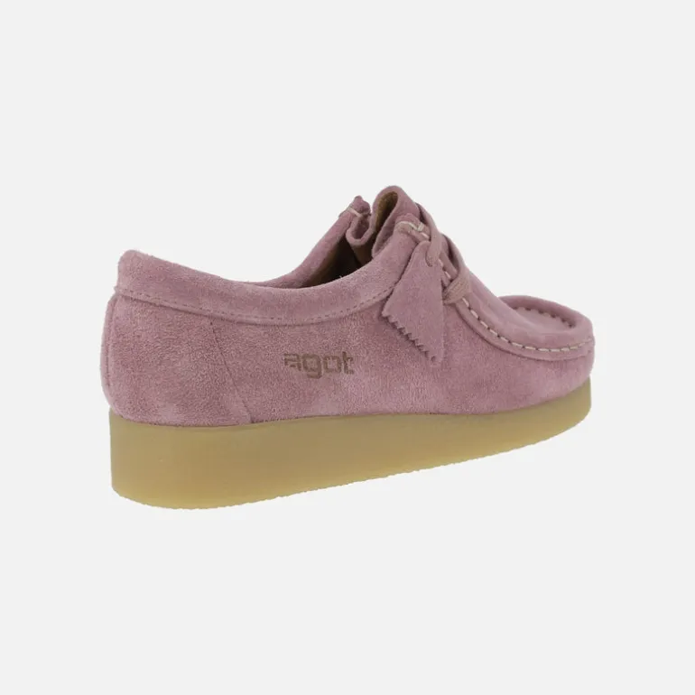 Zapatos en piel serraje para mujer con cordones tipo Wallabee