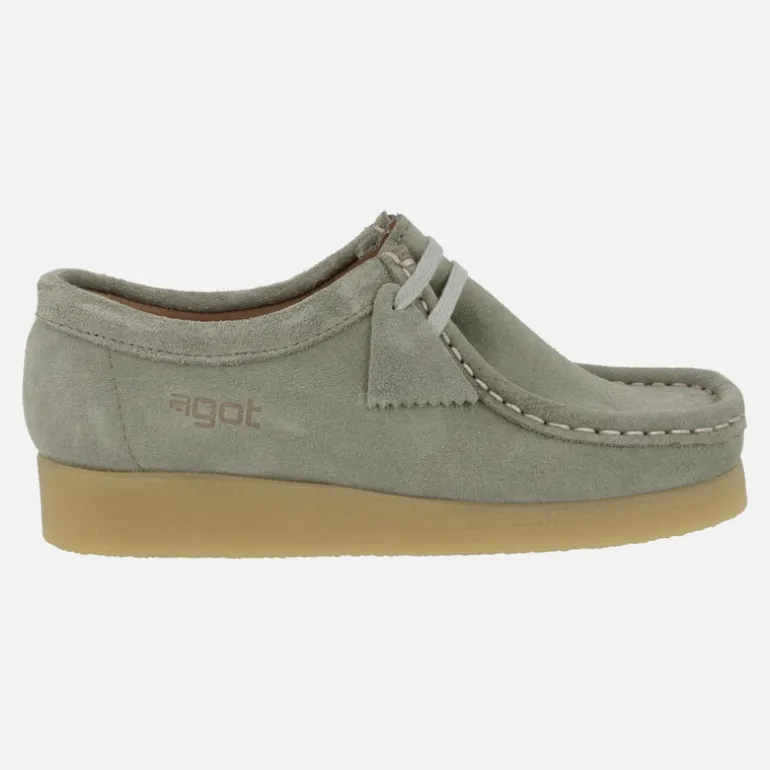 Zapatos en piel serraje para mujer con cordones tipo Wallabee