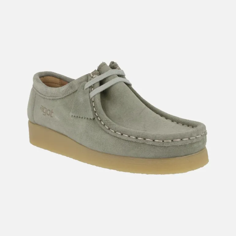 Zapatos en piel serraje para mujer con cordones tipo Wallabee
