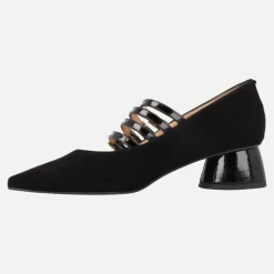 Zapatos Idra de ante negro con 4 pulseras y hebillas