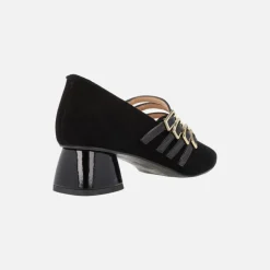 Zapatos Idra de ante negro con 4 pulseras y hebillas