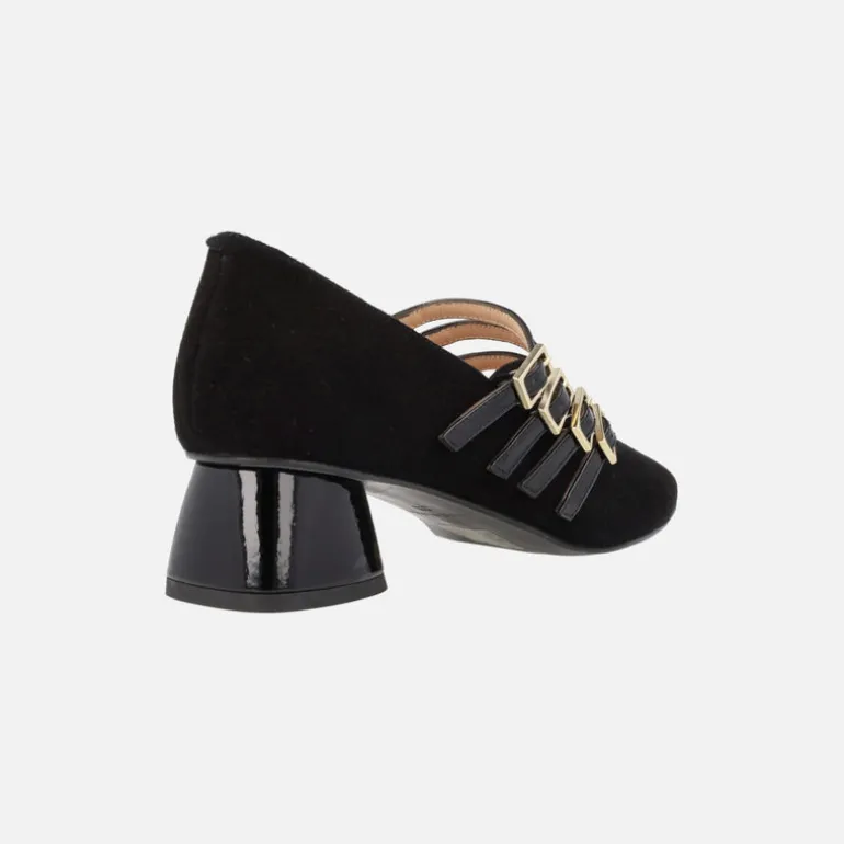 Zapatos Idra de ante negro con 4 pulseras y hebillas