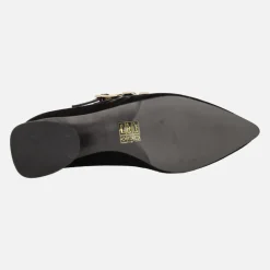 Zapatos Idra de ante negro con 4 pulseras y hebillas