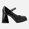 Zapatos Mary jane en charol negro con tacón alto y plataforma