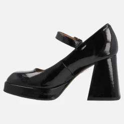 Zapatos Mary jane en charol negro con tacón alto y plataforma