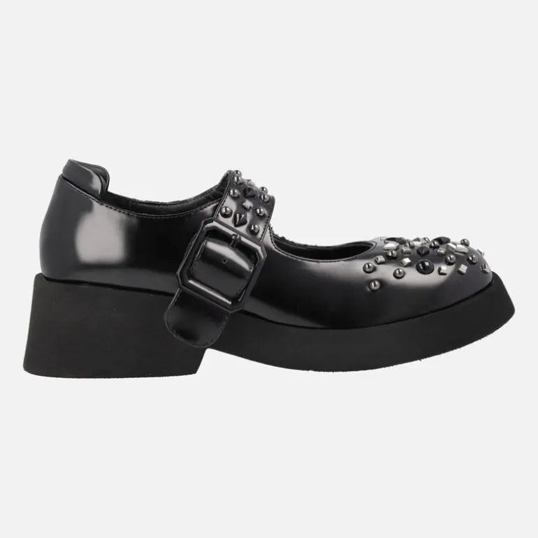 Zapatos mary jane negros con remaches y suela volúmen Angelina