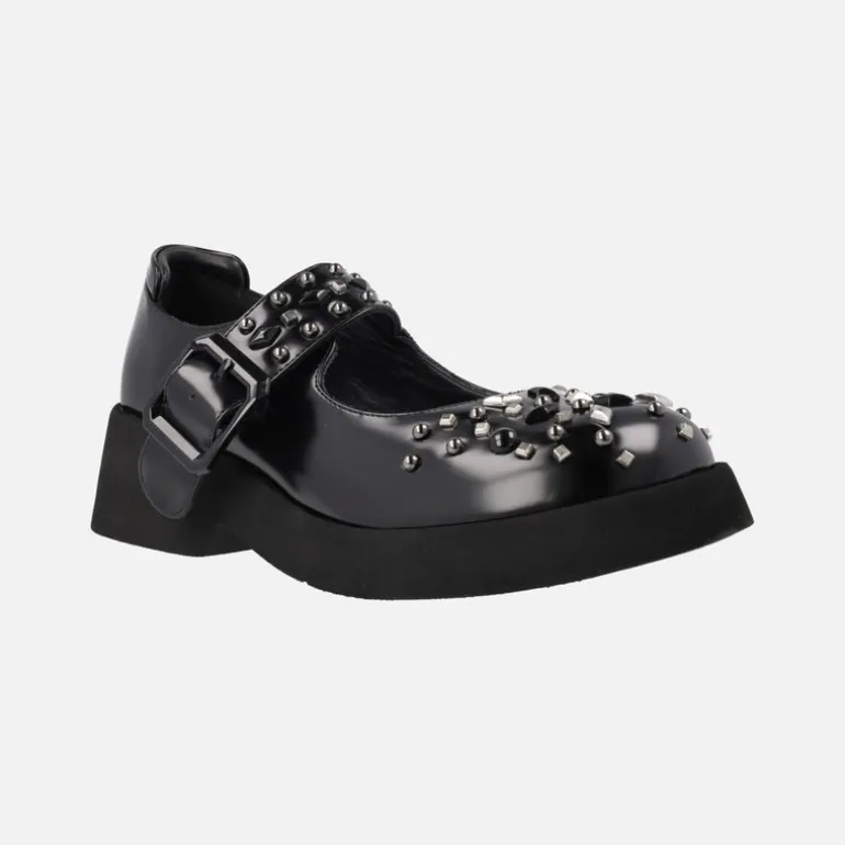 Zapatos mary jane negros con remaches y suela volúmen Angelina
