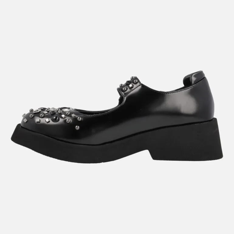 Zapatos mary jane negros con remaches y suela volúmen Angelina