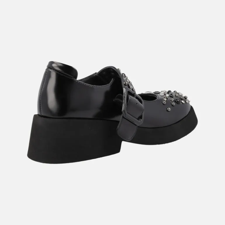 Zapatos mary jane negros con remaches y suela volúmen Angelina