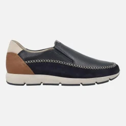 Zapatos mocasines confort para hombre en combinado azul marino