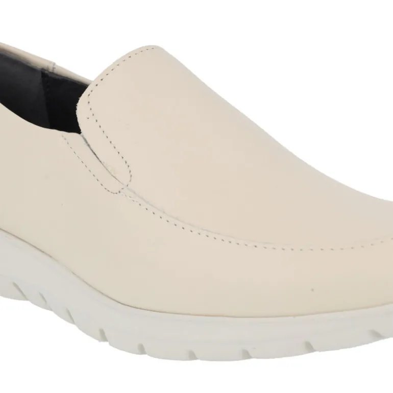 Zapatos mocasines confort para mujer de piel con elásticos