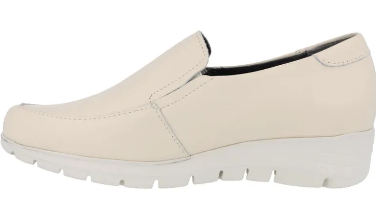 Zapatos mocasines confort para mujer de piel con elásticos