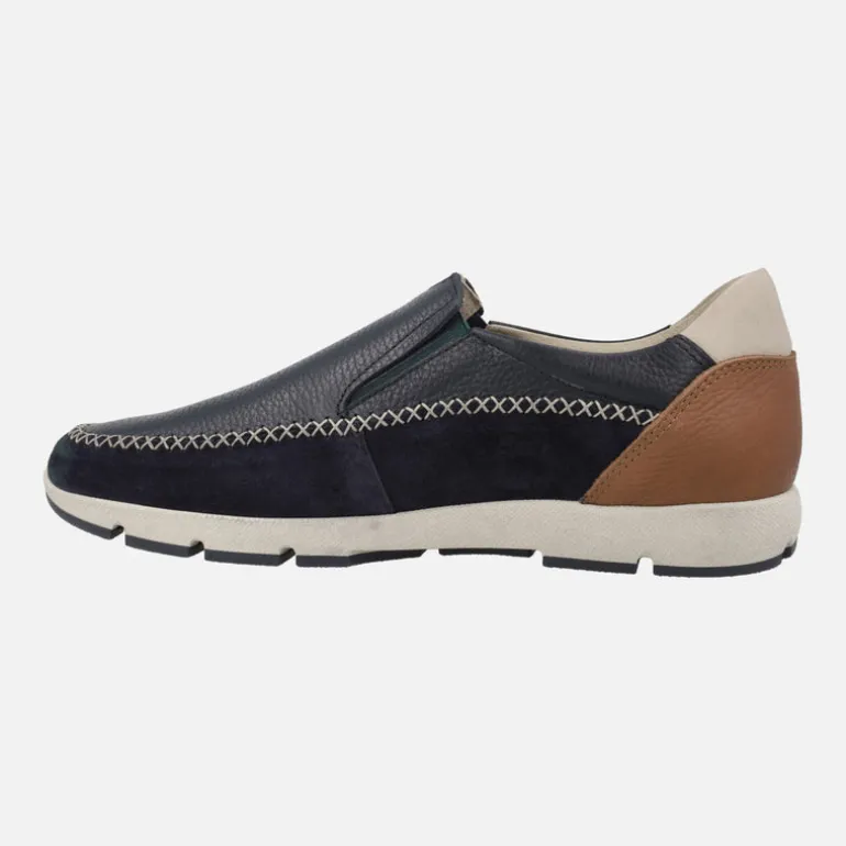 Zapatos mocasines confort para hombre en combinado azul marino